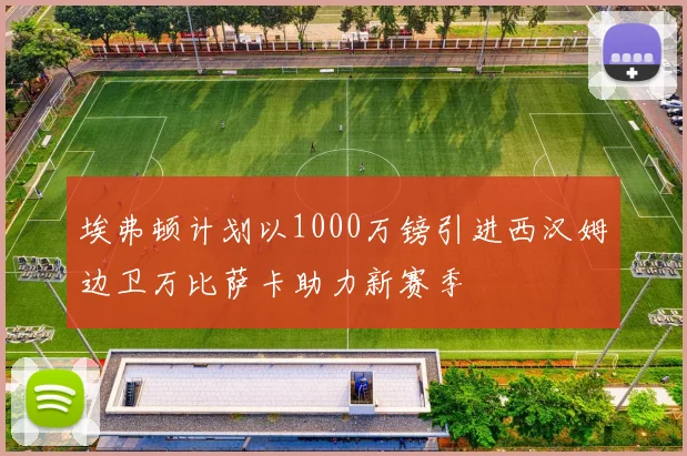 埃弗顿计划以1000万镑引进西汉姆边卫万比萨卡助力新赛季